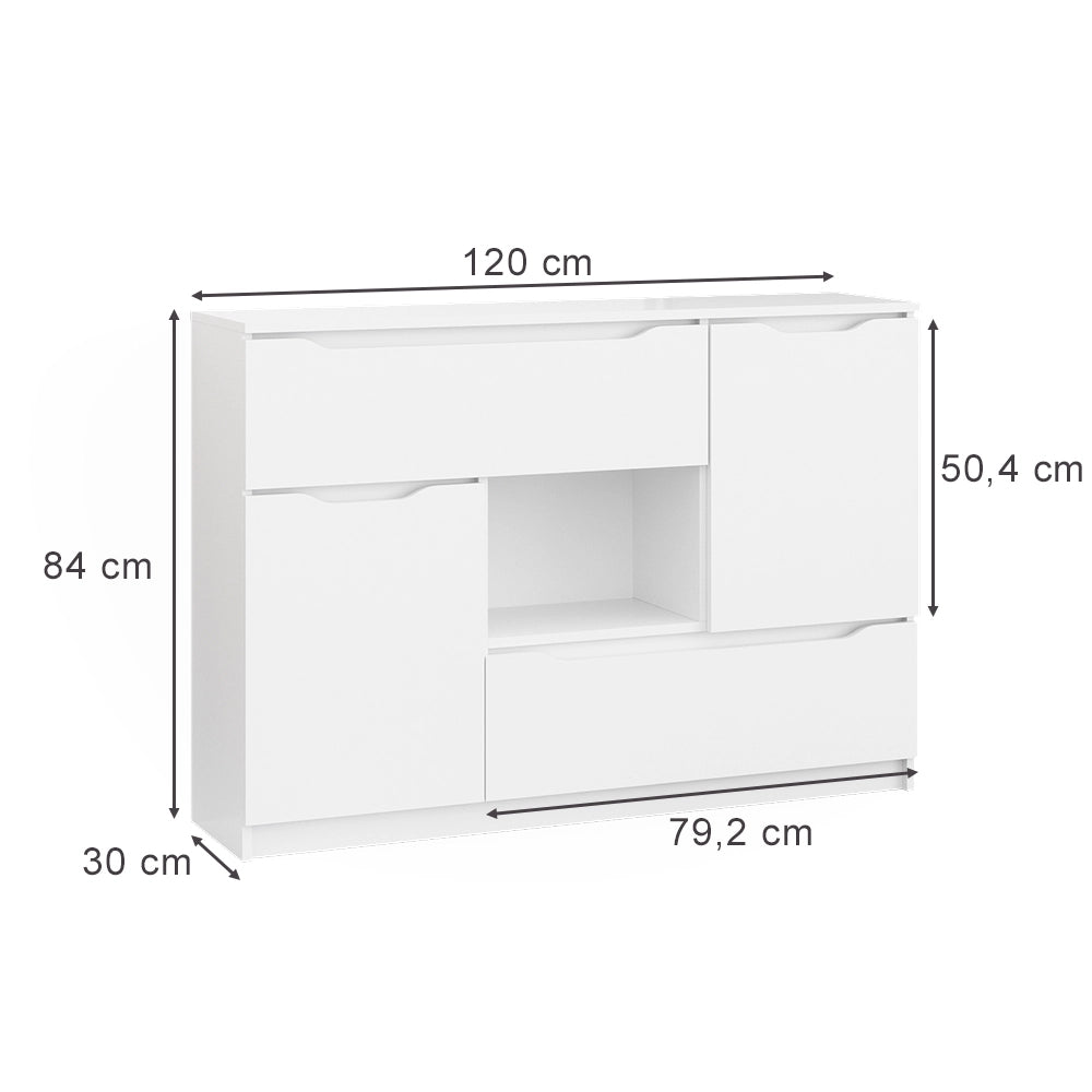 Vicco Cassettiera per camera da letto Bianco 30 x 84 cm