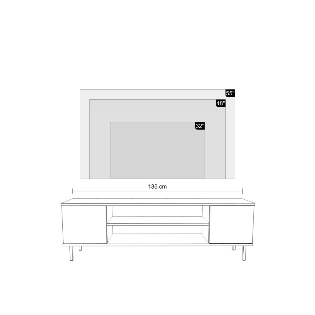 Mobile Porta TV Focus Cashmere 135 cm con Gambe Oro