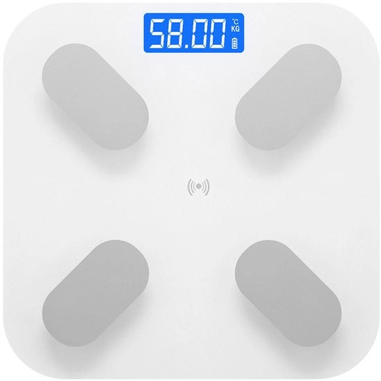 Pesa elettronica per bagno con schermo a LED e misurazione del grasso corporeo, precisione elevata fino a 180 kg