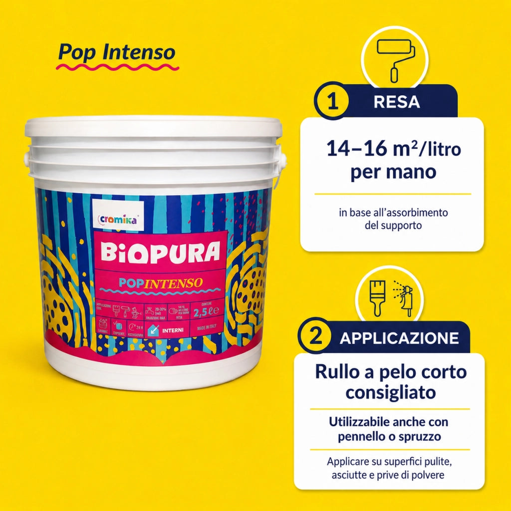 Popintenso palestra e decori interni pittura murale lavabile e coprente cromika *** formato 2.5 lt, colore- limone br...