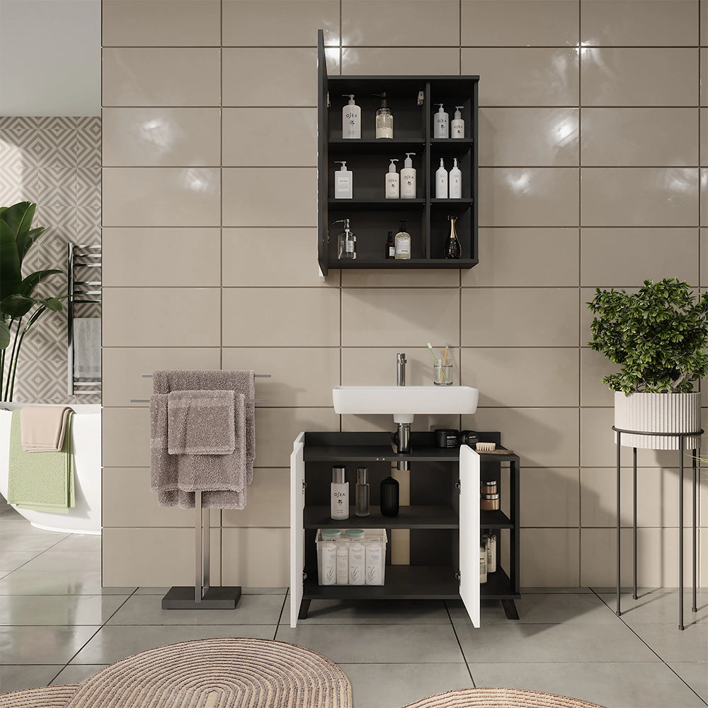 Vicco Set di mobili da bagno Antracite/bianco 2 parti