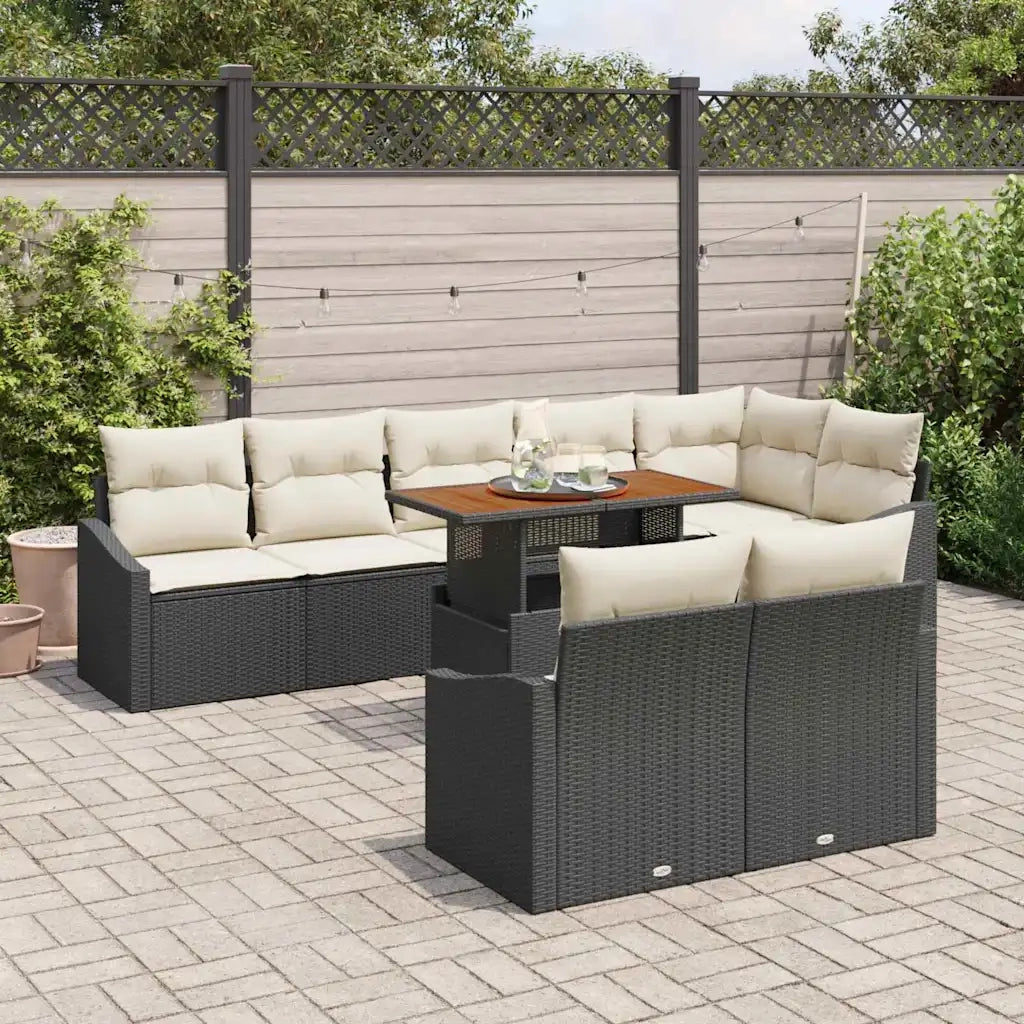 Set Divano da Giardino con archiviazione 9 pcs Nero Poly Rattan 3358588