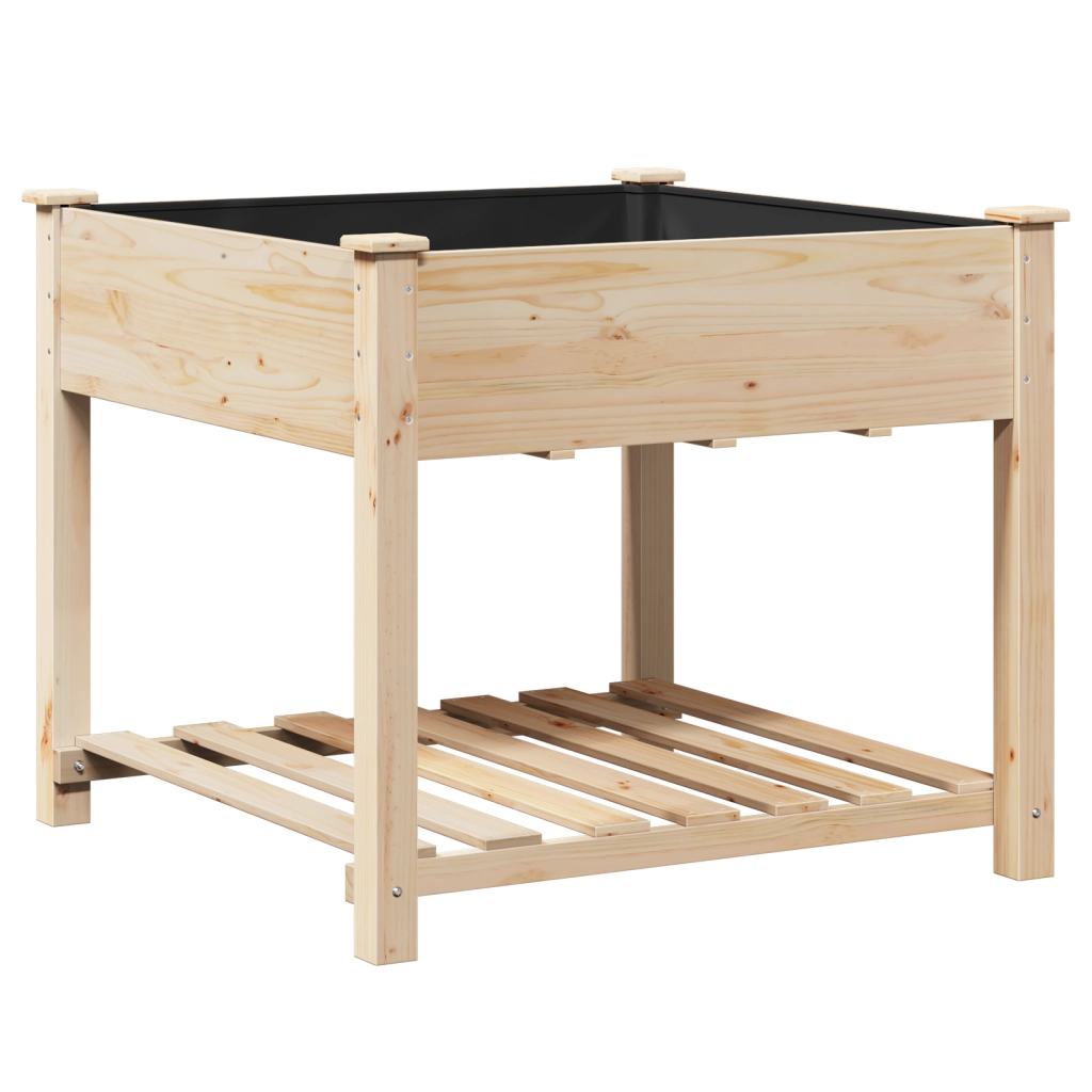 Vaso da giardino  con ripiano 90x90x76 cm in legno massello di abete