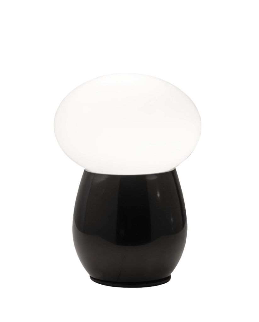 Lampada da tavolo Freddy in vetro soffiato Nero, attacco E27 40W, interruttore integrato, design elegante e moderno - Freddy Collection