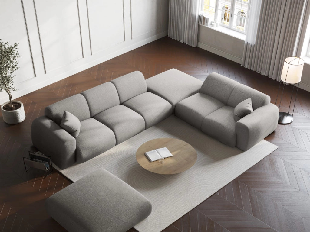 Cosmopolitan Design - Divano angolare destro "Nolio" 4 posti in ciniglia grigio chiaro 