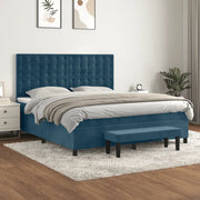 Giroletto a Molle con Materasso Blu Scuro 180x200 cm in Velluto