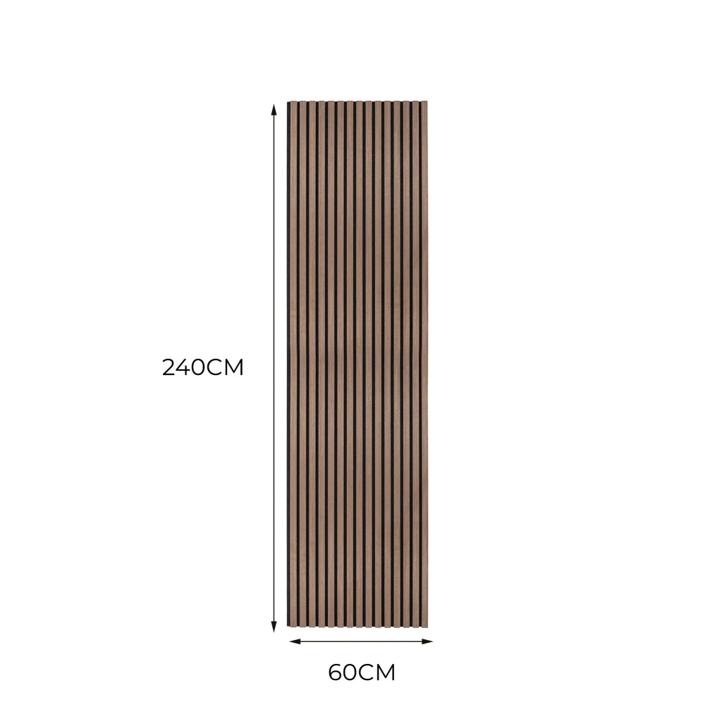 Tre Pannelli Fonoassorbenti con Doghe Noce Scuro Moderno Lusso 3D 2400 x 600mm