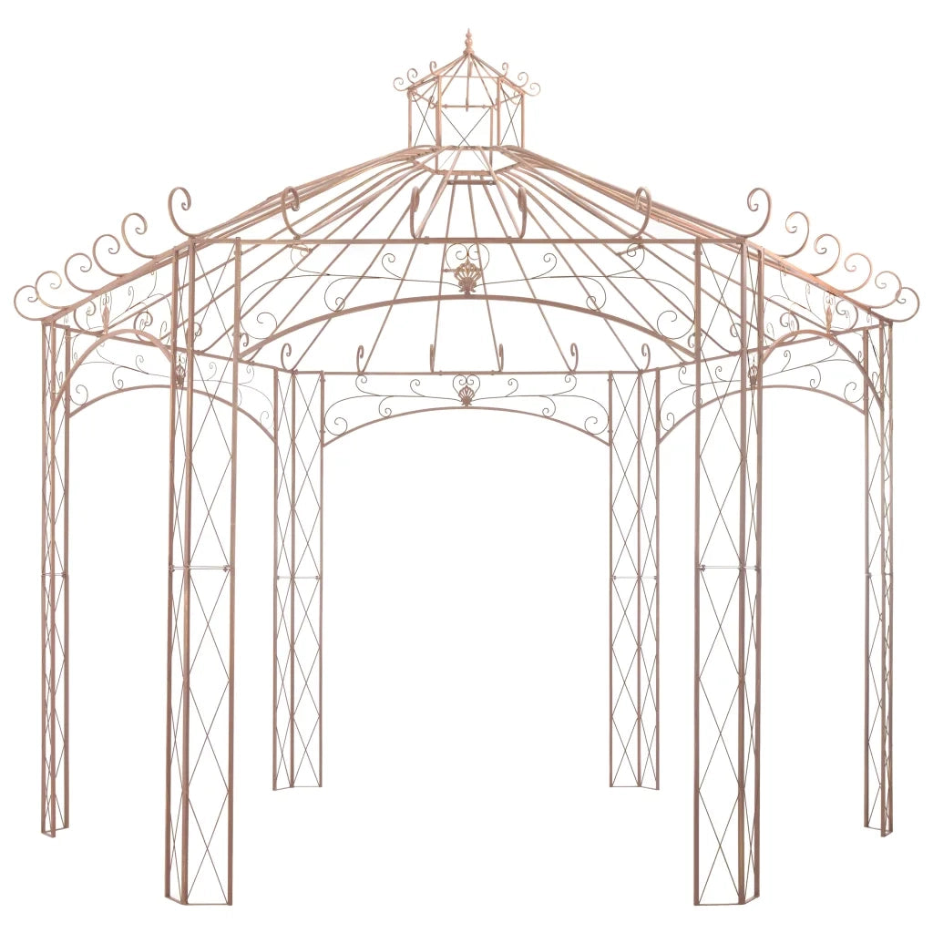 Padiglione da Giardino Marrone Anticato 4 m in Ferro 45439