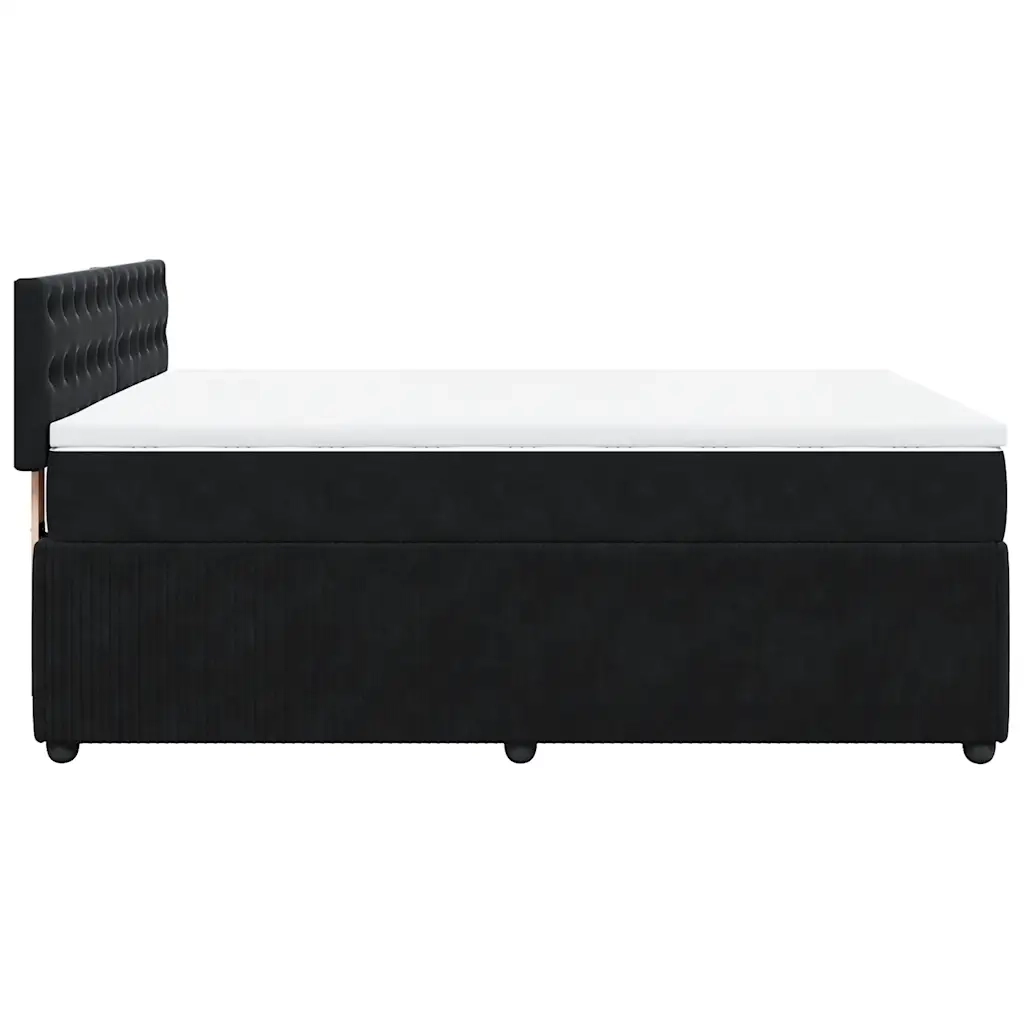 Giroletto a Molle con Materasso Nero 160x200 cm in Velluto