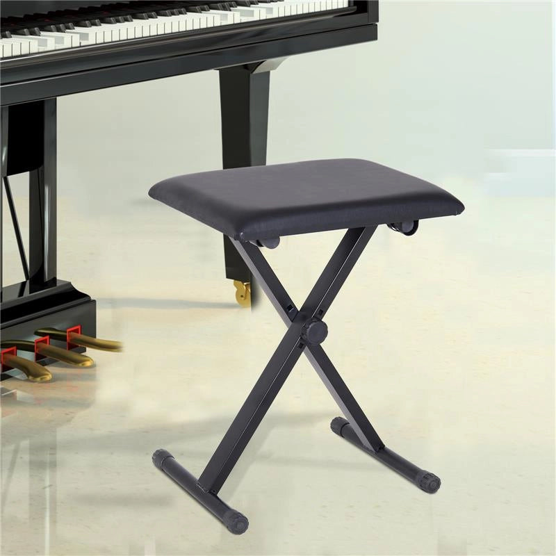 SGABELLO IMBOTTITO PER PIANOFORTE PIEGHEVOLE CON ALTEZZA REGOLABILE NERO