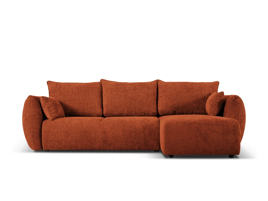 Cosmopolitan Design - Divano convertibile angolare destro con contenitore "Matera" 4 posti in ciniglia terracotta 