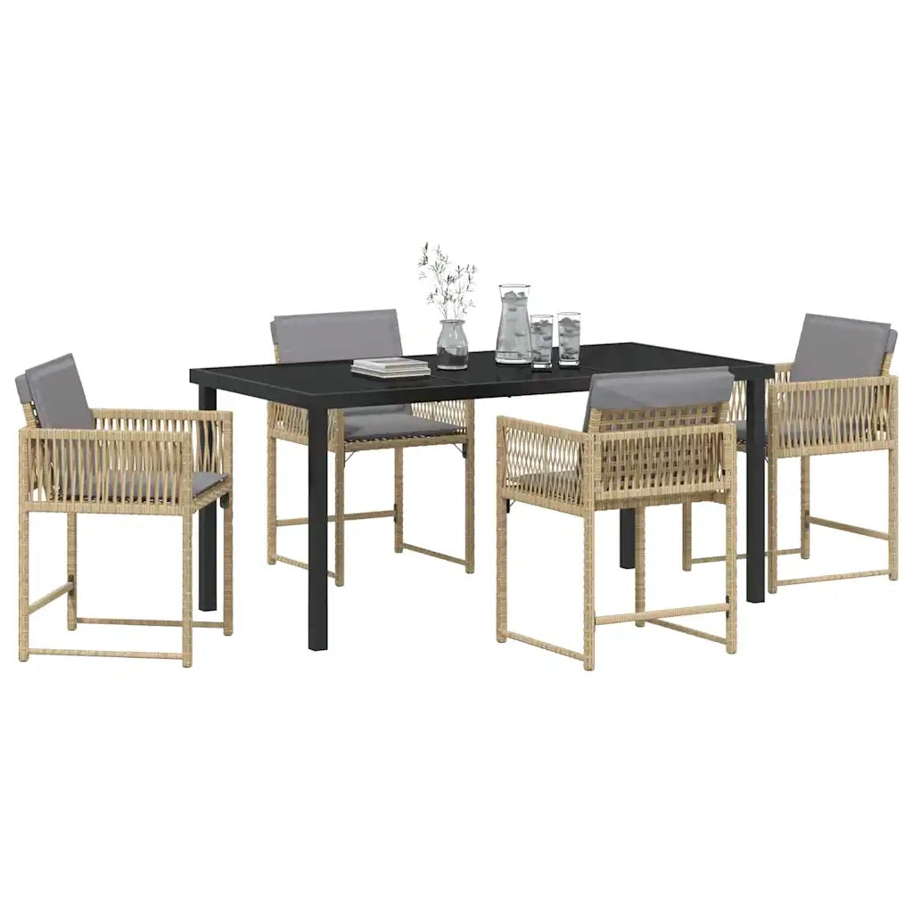 Set da Pranzo per Giardino 5 pcs Beige polyrattan 3380767