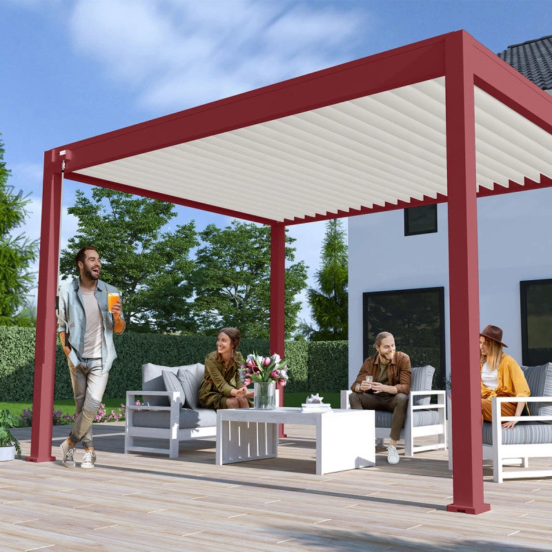 Pergola bioclimatica Ombréa® VS autoportante 3x4M - Rossa - Lame bianche