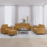 Set di Divani 4 pz con Cuscini Marrone in Velluto