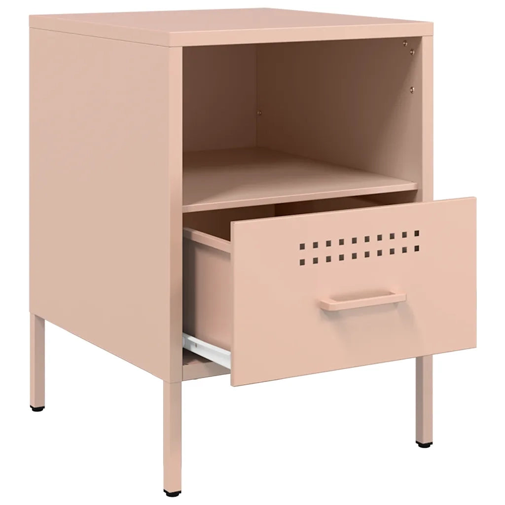 Comodini 2 pz-Set di 2 Tavolino da notte Rosa 36x39x50,5 cm in Acciaio 588229