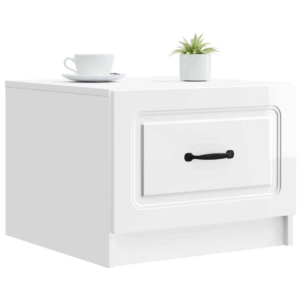 Tavolino da salotto con cassetto Bianco Lucido 49 x 50 x 37 cm