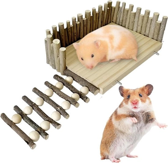 Accessori di arrampicata per piattaforme: Piattaforma per hamster con scala di arrampicata Piattaforma in legno con rete di arrampicata Piattaforma in legno con scala per gerbili scoiattoli ratti
