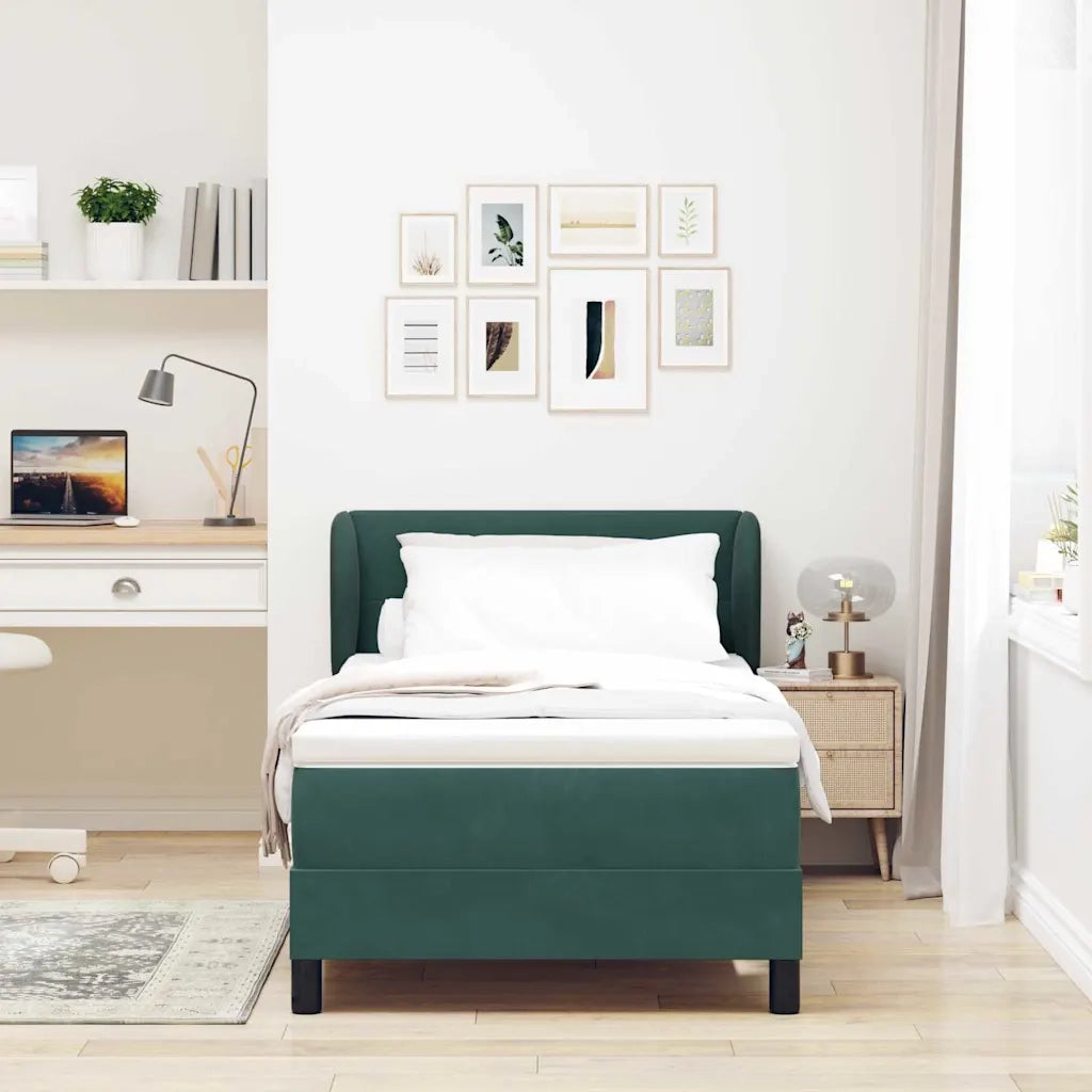 Letto a molle con materasso-Struttura Letto con Materasso Verde scuro 90 x 200 cm Velluto 784888