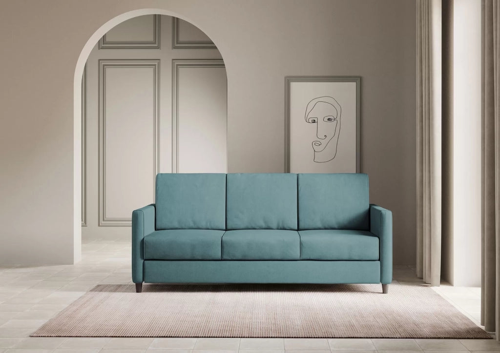Divano karay 3 posti (tre sedute da 60cm) misure esterne l.198cm | petrolio - Mobili 2G