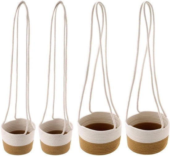 Pannelli di supporto per piante in cotone - 4 pezzi - 14/20 cm - Idonei per interni/esterni - Tessuti a mano - Migliorano la crescita - Contenitore per piante