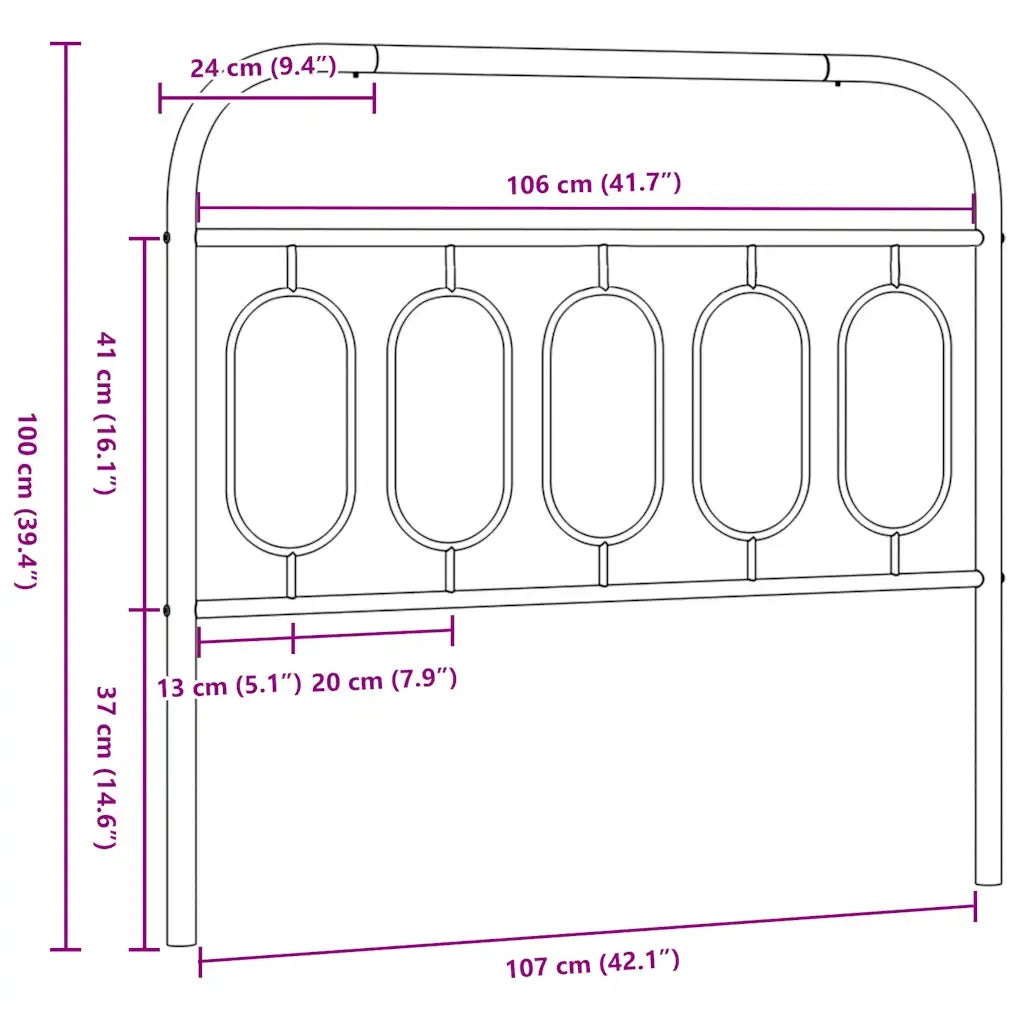 Testiera | Testata di Ricambio in Metallo Bianco 107 cm