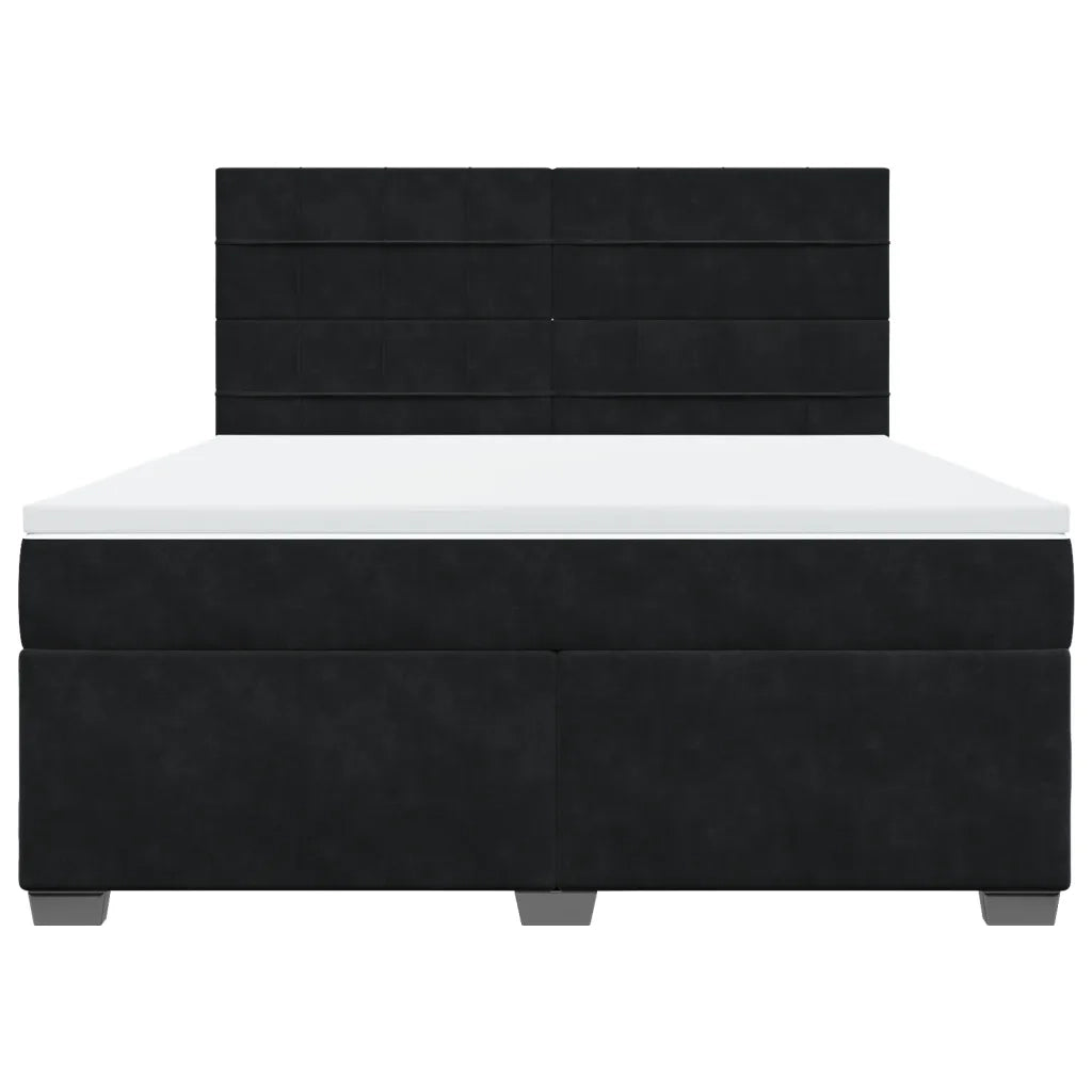 Giroletto a Molle con Materasso Nero 180x200 cm in Velluto