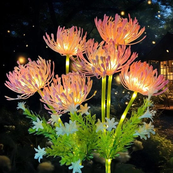 Illuminazione per giardino alimentata da energia solare impermeabile all'acqua IP65 2 modalità di illuminazione Lycoris Radiata recinzione solare per illuminare giardino patio area rossa]