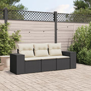 Salotto da Giardino-Set Divani da Giardino 3 pz con Cuscini in Polyrattan Nero 896252