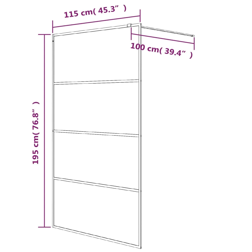 Parete Doccia Walk in Argento 115x195 cm Vetro Trasparente ESG