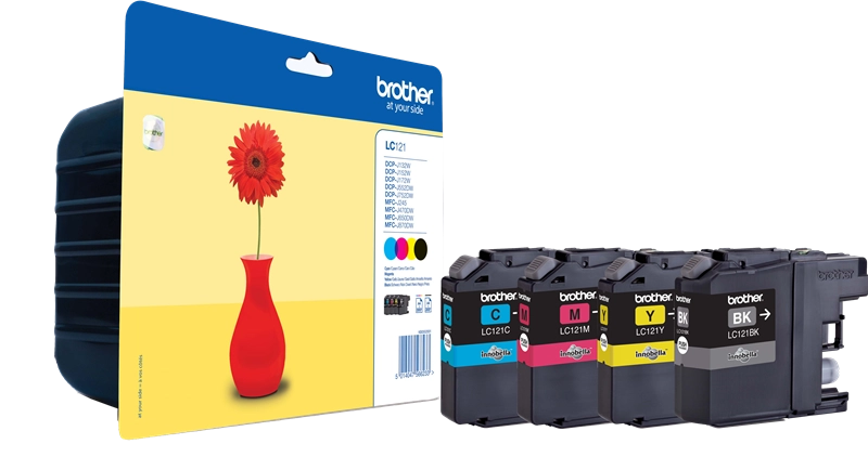 Brother LC121VALBPDR cartuccia d'inchiostro 4 pz Originale Nero, Ciano, Magenta, Giallo