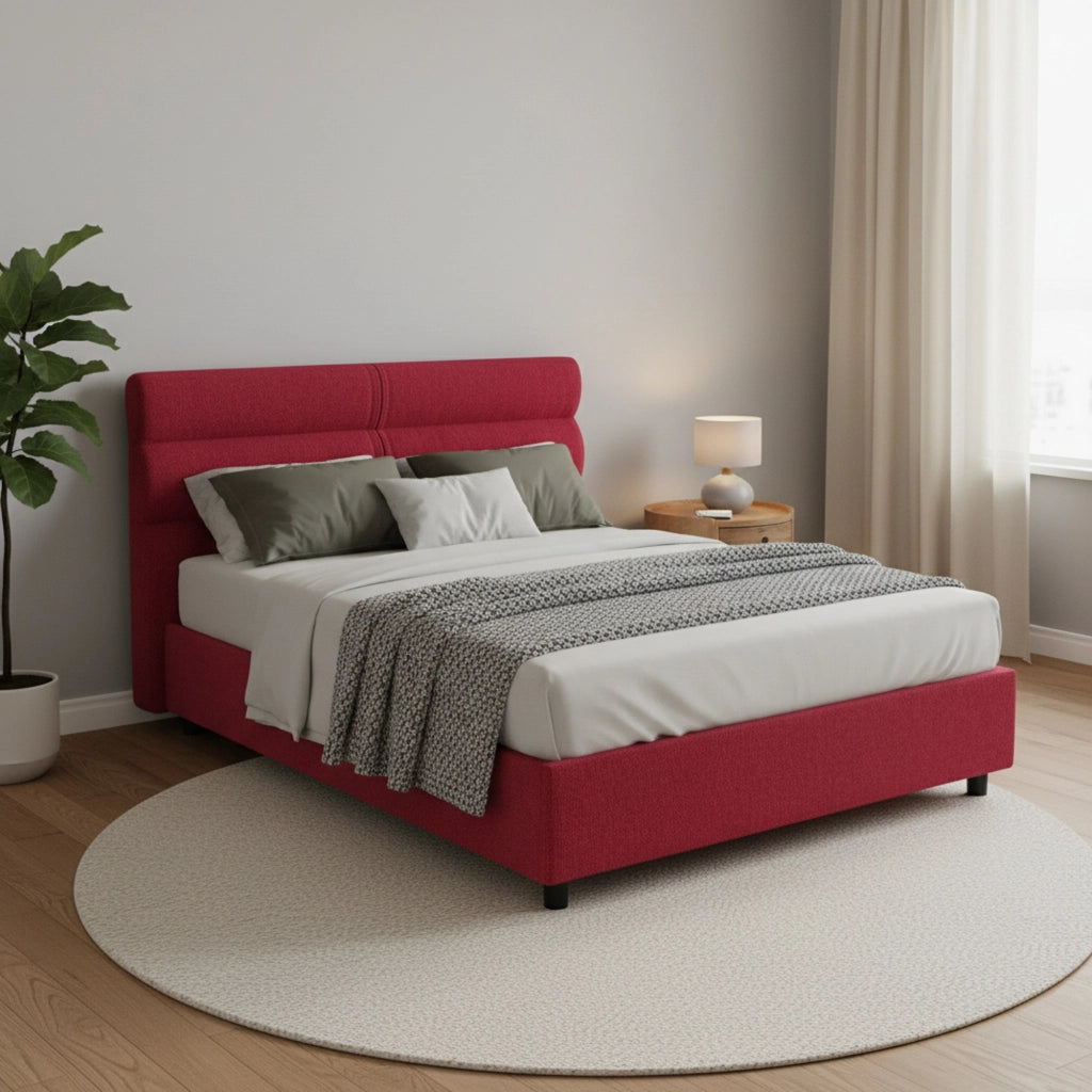Letto Matrimoniale Bedero, Letto Matrimoniale Materasso Incluso Made in Italy, Rosso