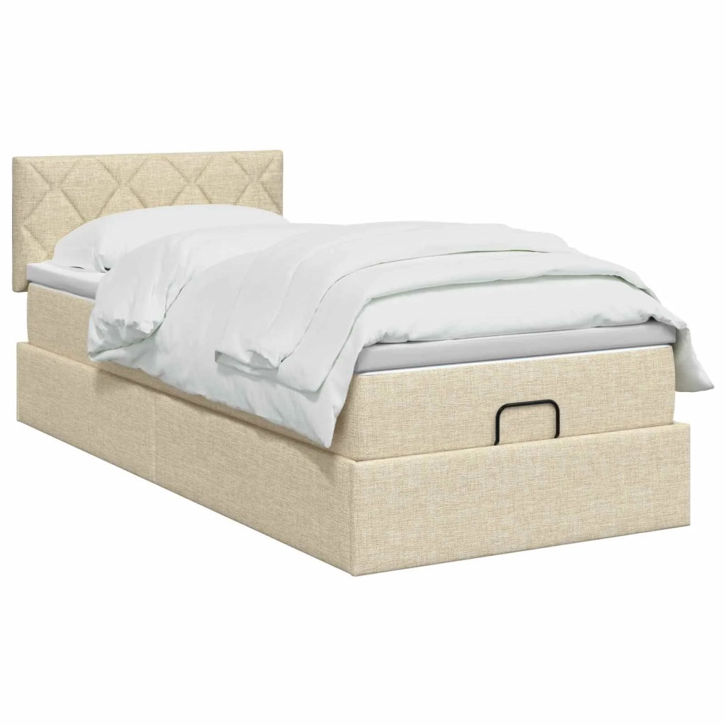 Letto ottomano con materasso Crema 80 x 200 cm Tessuto 3456369