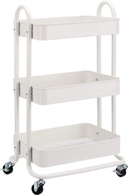 Trolley a rotelle 3 piani multifunzionale per cucina e bagno con freno 75 x 42 x 36 cm nero-bianco