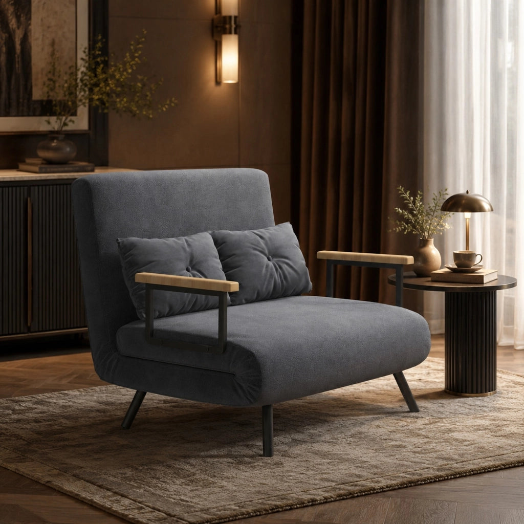 Poltrona letto reclinabile grigio scuro 102x73x81 cm