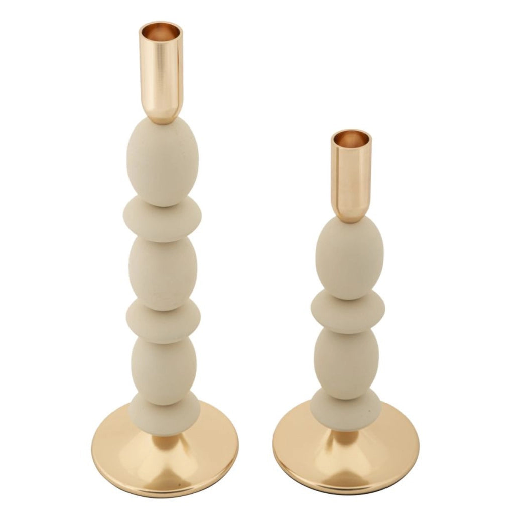 Portacandela VKH929, Beige, Acciaio, 10x10x33,5 cm