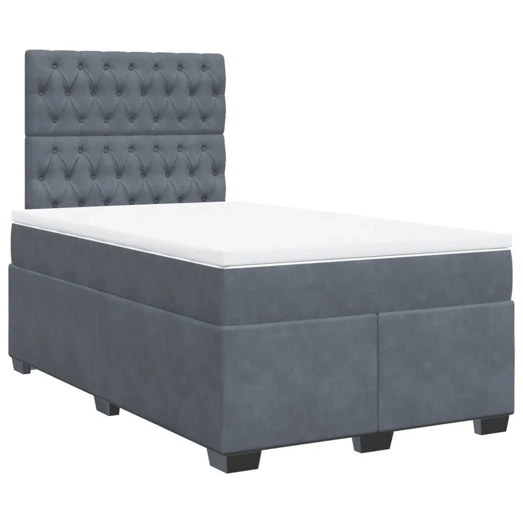 Giroletto a Molle con Materasso Grigio Scuro 120x200 cm Velluto