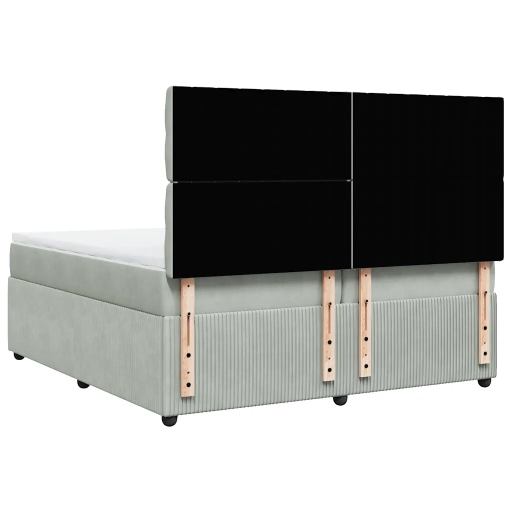 Giroletto a Molle con Materasso Grigio Chiaro 200x200cm Velluto