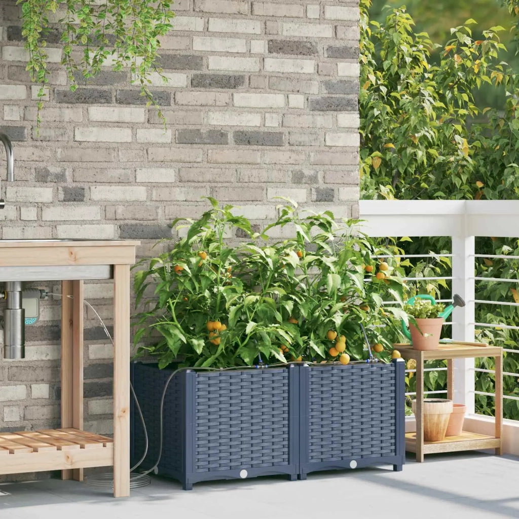 Vaso da giardino 2 pcs Grigio 80 x 40 x 37,5 cm Plastica 42002868