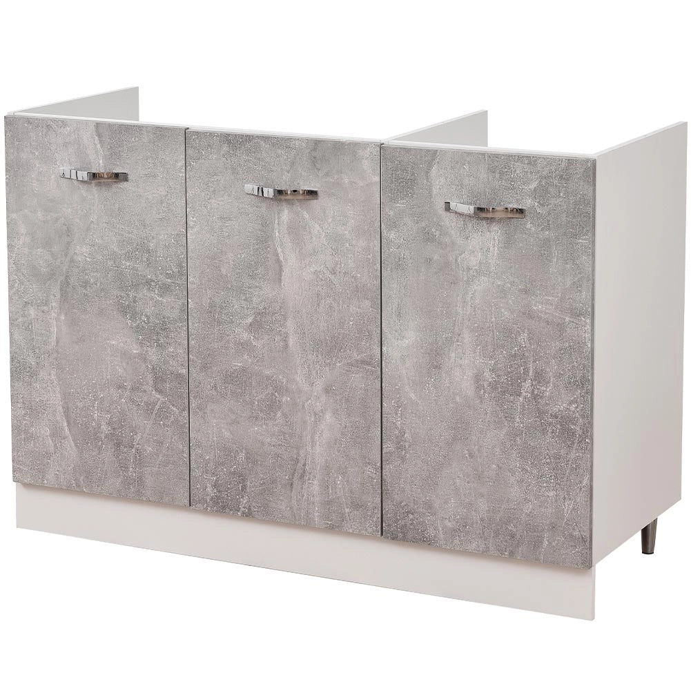 Mobile Cucina Sottolavello Componibile in Legno Colore Grigio con 3 Ante 120cm