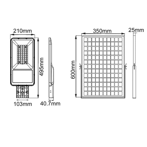 Lampada Stradale 200W Fotovoltaico Energia Solare Dimmerabile KIT Completo SOL-11-200W