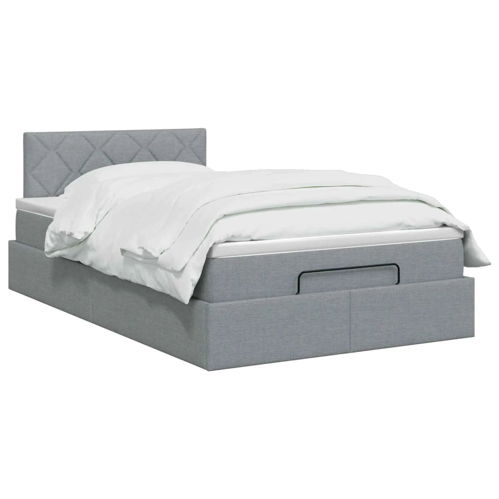 Letto ottomano con materasso Grigio Chiaro 120 x 200 cm Tessuto 3457563
