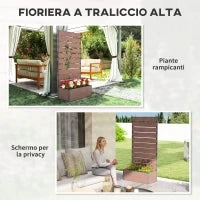 Fioriera da Esterno con Spalliera a Doghe per Piante Rampicanti, 72x38x150cm, Marrone Chiaro