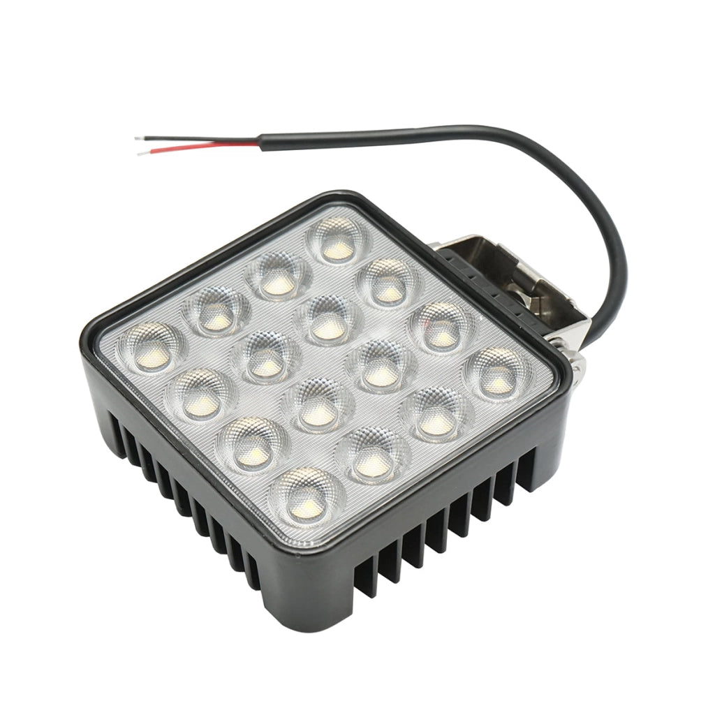 Proiettore LED quadrato 12-48V, 48W, 3000K, corpo in alluminio 110x110x45mm