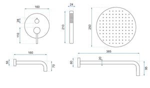 Set Da Vasca-doccia Da Incasso Rea Lungo Copper + Box