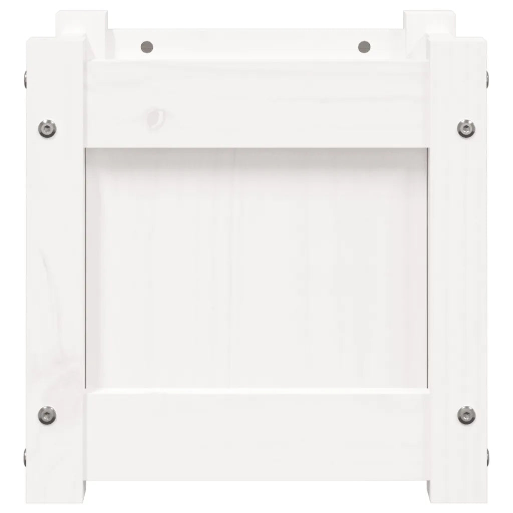 Fioriera | Cassetta per fiori | Vaso da Giardino Bianca 31x31x31 cm Legno Massello di Pino
