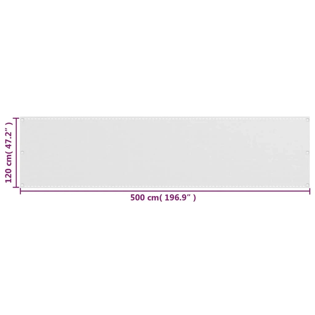Schermo per balcone schermo per la privacy 120 x 500 cm HDPE bianco 02_0010044