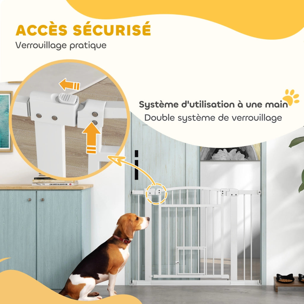 Barriera di Sicurezza per Cani a Doppia Chiusura ¨C Minimal ¨C Bianco 76-104 cm