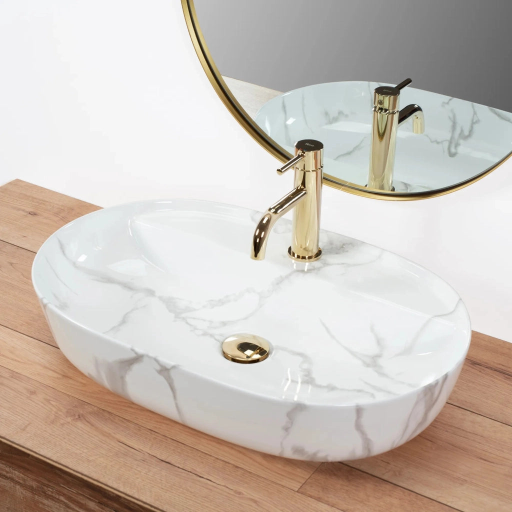 Lavabo Da Appoggio Rea Aura 61 Marmo Shiny