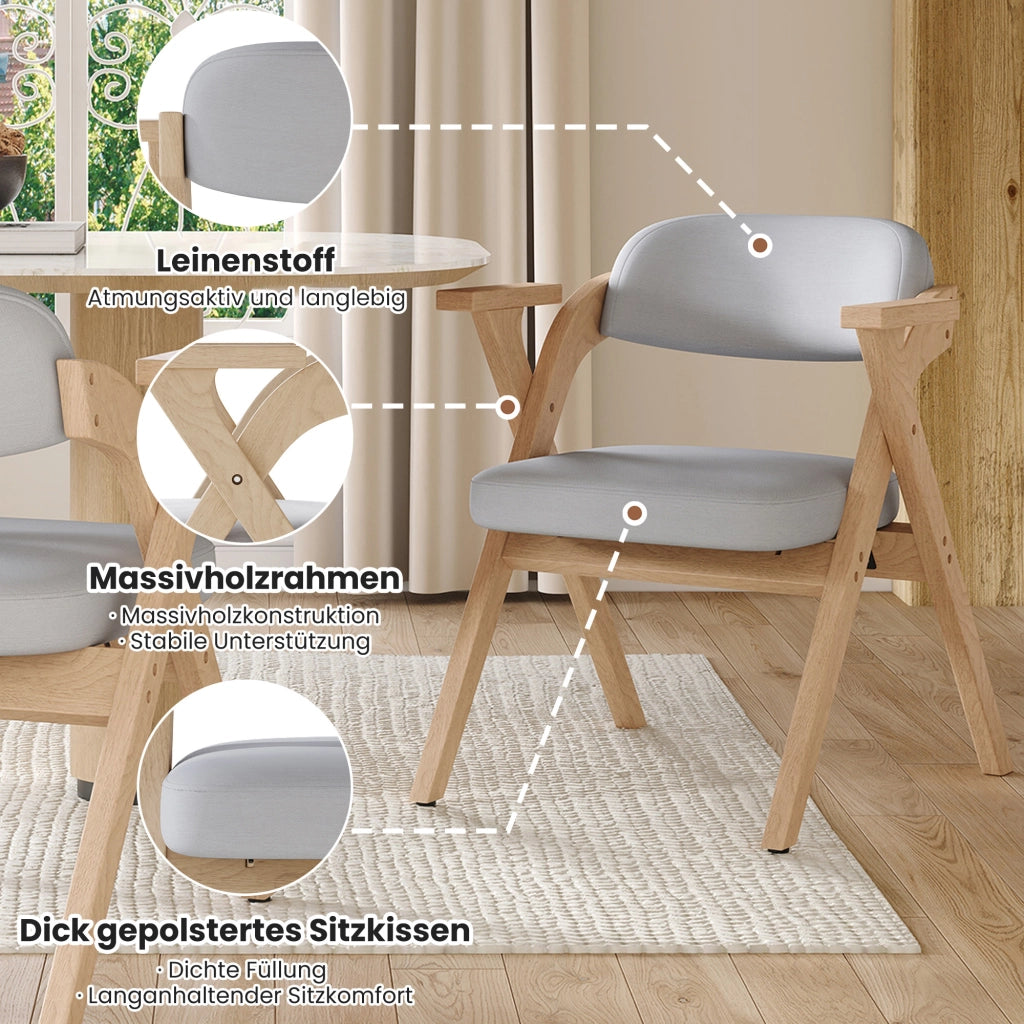 SEDIA PIEGHEVOLE Set da 6 pezzi in legno massello grigio con braccioli