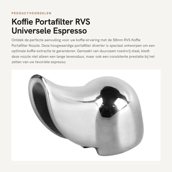 Portafiltro 58mm - Acciaio Inossidabile - Divertitore per Caffè - Bocchetta Universale - Flusso di Caffè Migliorato - Adatto per Macchine per Espresso - Caffettiera